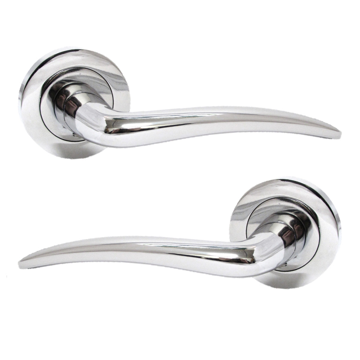 Marketplace JPG companion for Carla Door Handles Latch Curved Lever on Rose - Chrome 125mm