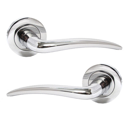 Marketplace JPG companion for Carla Door Handles Latch Curved Lever on Rose - Chrome 125mm