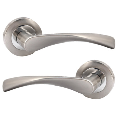 Marketplace JPG companion for Astrid Door Handles Latch & Hinges Twist Lever on Rose - Satin Chrome 120mm