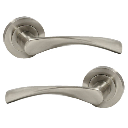 Marketplace JPG companion for Astrid Door Handles Latch Twist Lever on Rose Satin Escutcheon Key Lock 120mm - 50mm