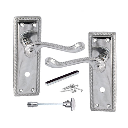 Marketplace JPG companion for Door Handles Georgian Lever Bathroom Lock Roped Edge - Chrome 150mm X 50mm - 150mm X 48mm