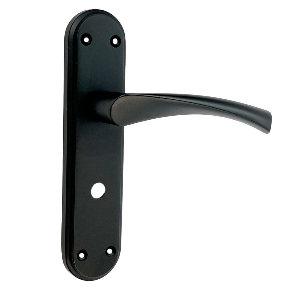 Marketplace JPG companion for Genova Door Handles Matt Black Twist Lever Bathroom Lock on Modern Marina Backplate