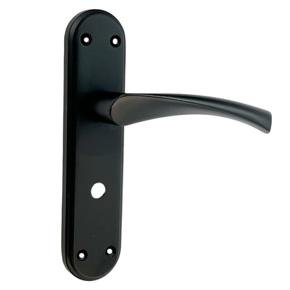 Marketplace JPG companion for Genova Door Handles Matt Black Twist Lever Bathroom Lock on Modern Marina Backplate