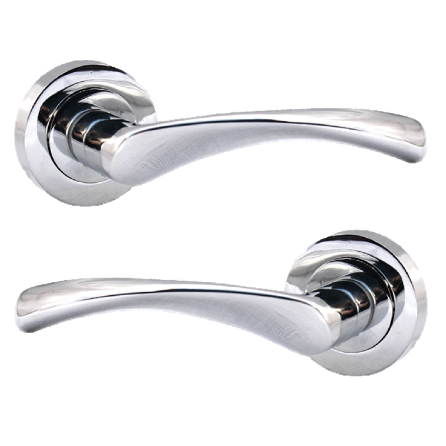 MULTIPACK Astrid Door Handles Latch Twist Lever on Rose - Chrome 120mm