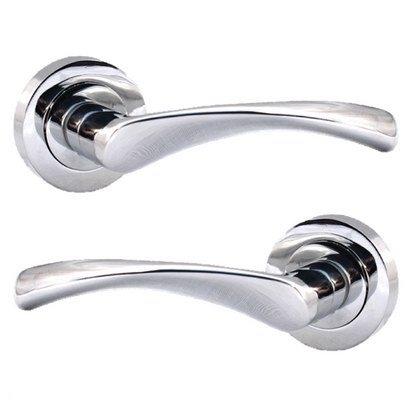 MULTIPACK Astrid Door Handles Latch Twist Lever on Rose - Chrome 120mm