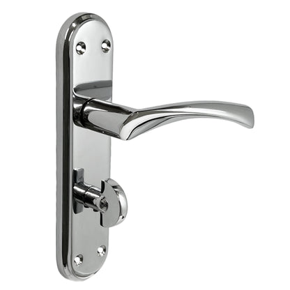 Marketplace JPG companion for Genova Door Handles Polished Chrome Twist Lever Bathroom Lock on Modern Marina Backplate