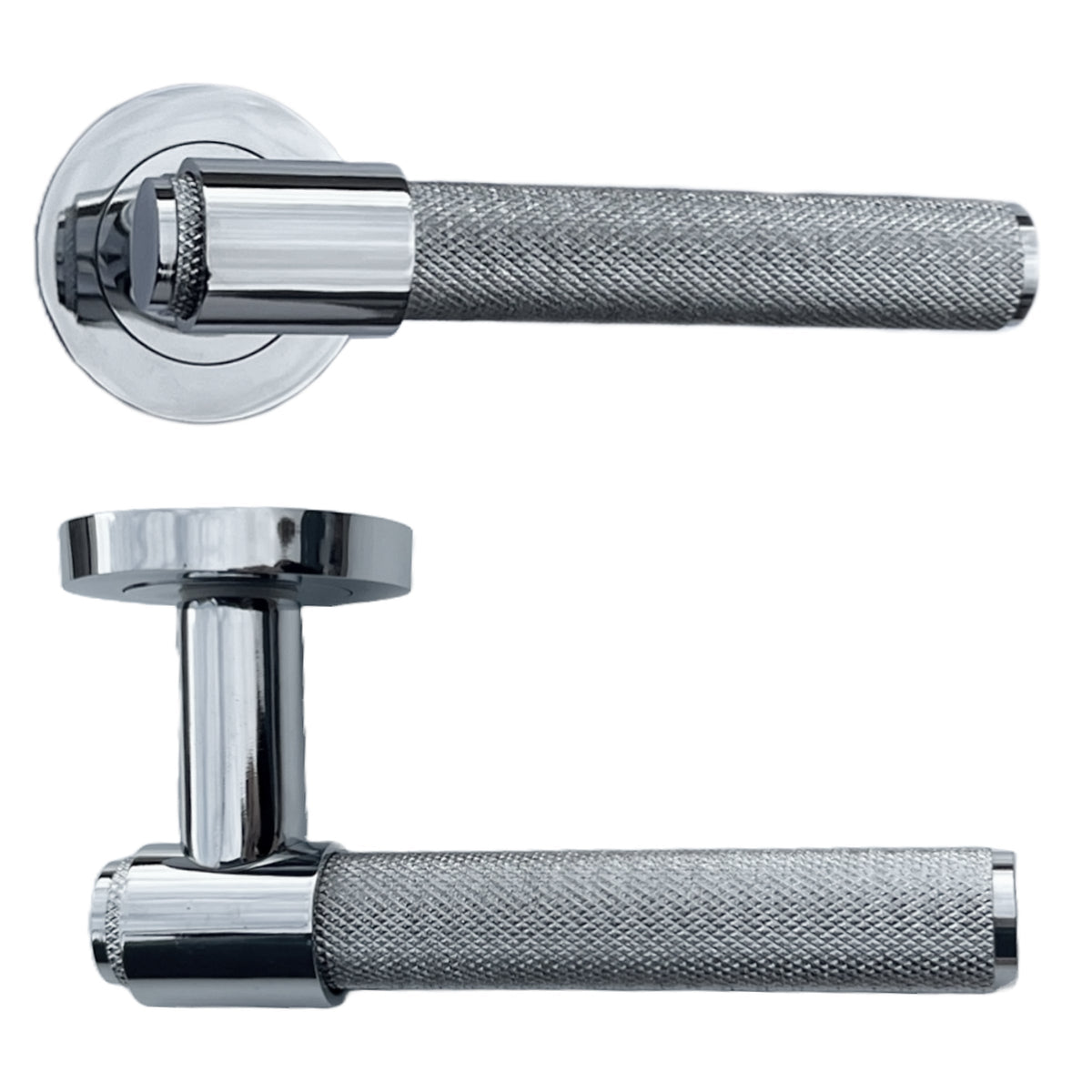 Marketplace JPG companion for Knurled Door Handles Chrome Loop & Neck Lever on Rose Key Lock Set