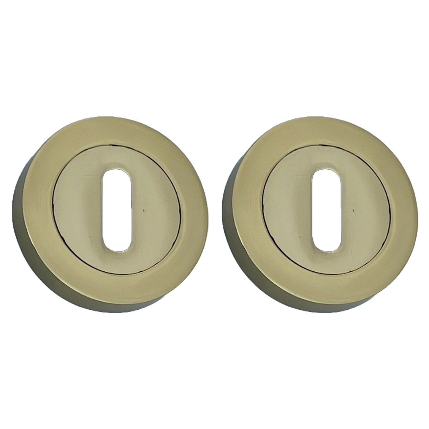 Marketplace JPG companion for Escutcheon Polished Brass Pair Keyhole Cover Mortice Door Lock Cover - 52mm