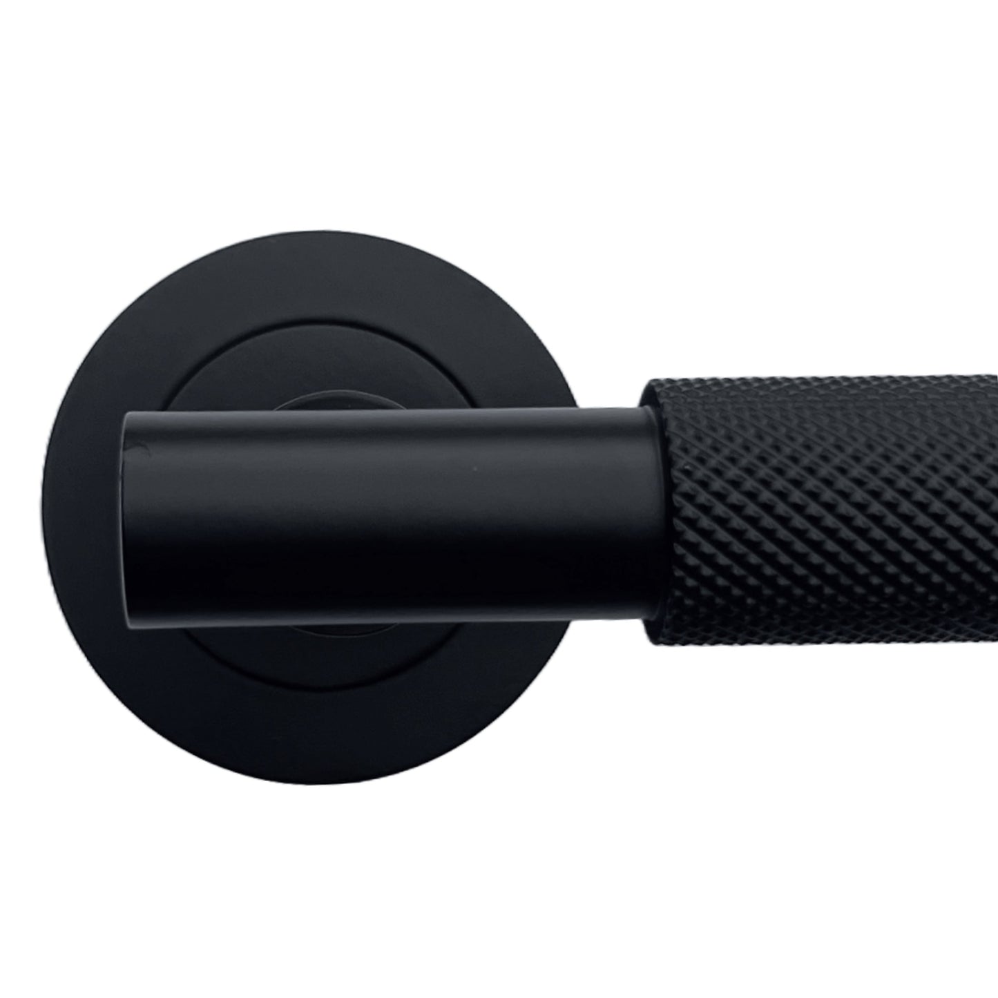 Marketplace JPG companion for Knurled Turning Door Handles Matt Black Lever on Round Rose Latch Handle Luxe