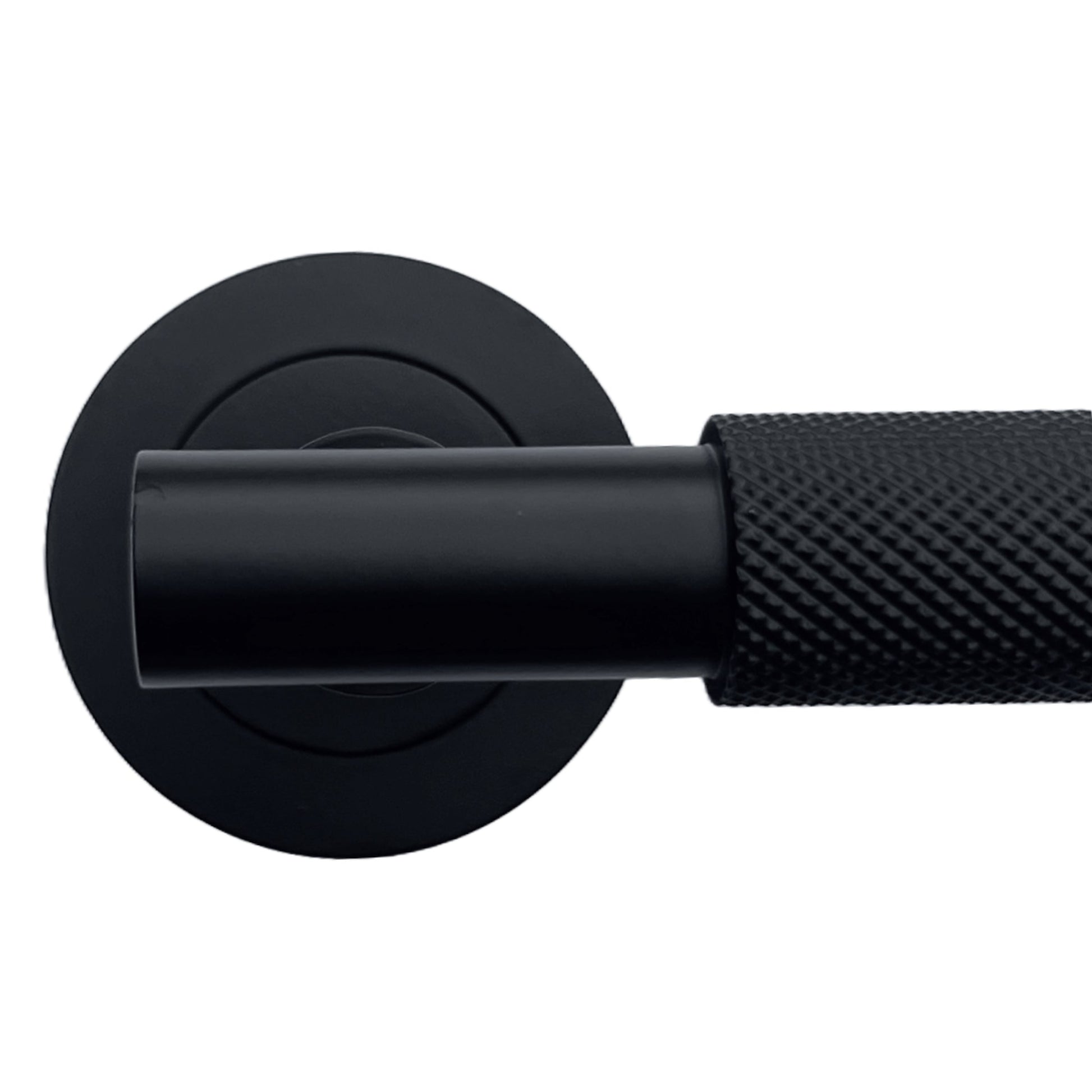 Marketplace JPG companion for Knurled Turning Door Handles Matt Black Lever on Round Rose Latch Handle Luxe