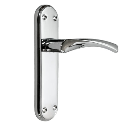 Marketplace JPG companion for Genova Door Handles Polished Chrome Twist Lever Latch on Modern Marina Backplate