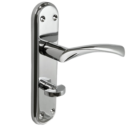 Marketplace JPG companion for Genova Door Handles Polished Chrome Twist Lever Bathroom Lock on Modern Marina Backplate