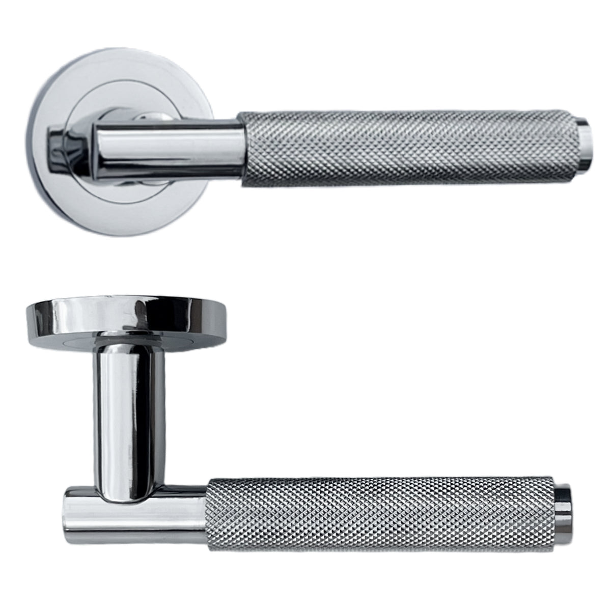 Marketplace JPG companion for Knurled Turning Door Handles Chrome Lever on Rose Latch Handle Bathroom Set