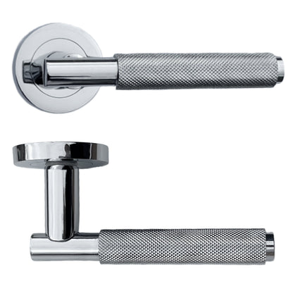 Marketplace JPG companion for Knurled Turning Door Handles Chrome Lever on Rose Latch Handle Bathroom Set