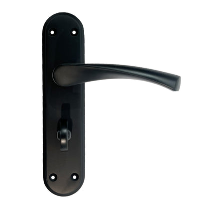Marketplace JPG companion for Genova Door Handles Matt Black Twist Lever Bathroom Lock on Modern Marina Backplate