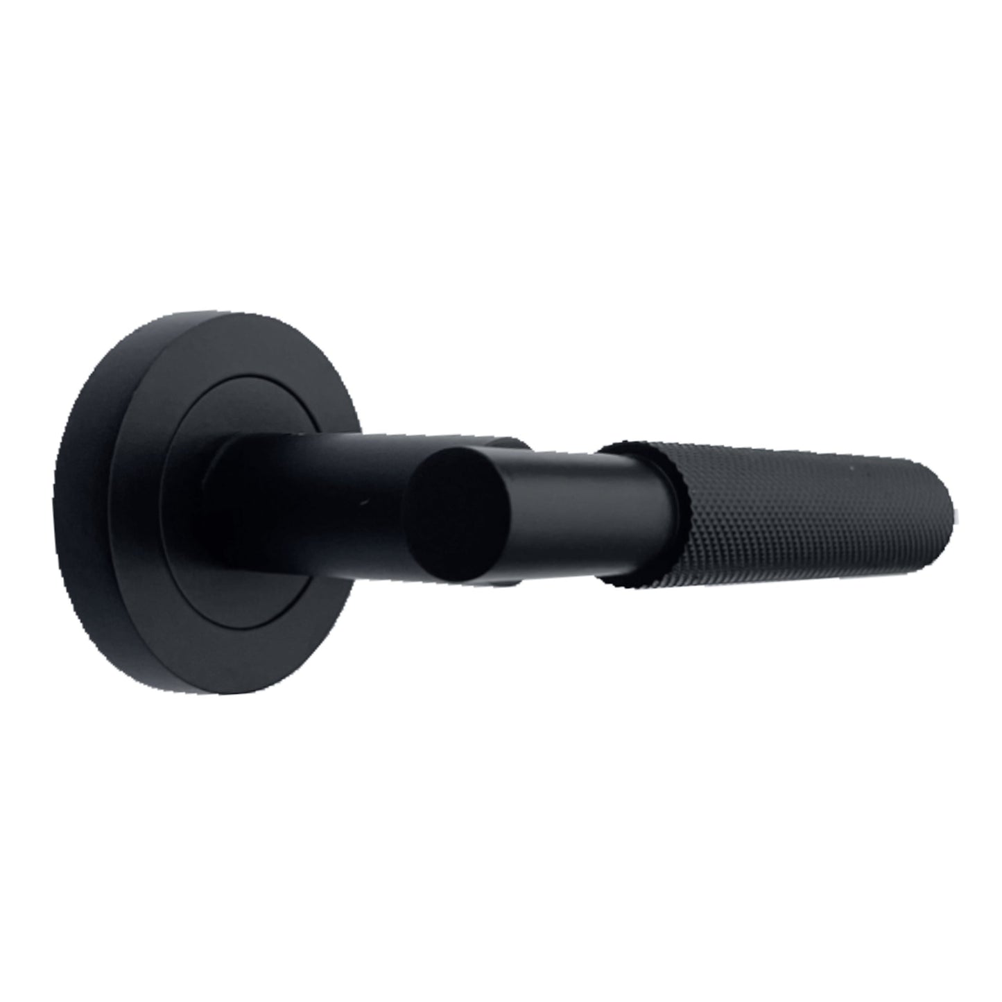Marketplace JPG companion for Knurled Turning Door Handles Matt Black Lever on Round Rose Latch Handle Luxe