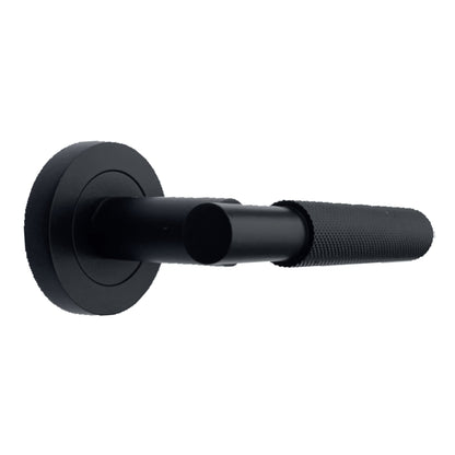 Marketplace JPG companion for Knurled Turning Door Handles Matt Black Lever on Round Rose Latch Handle Luxe