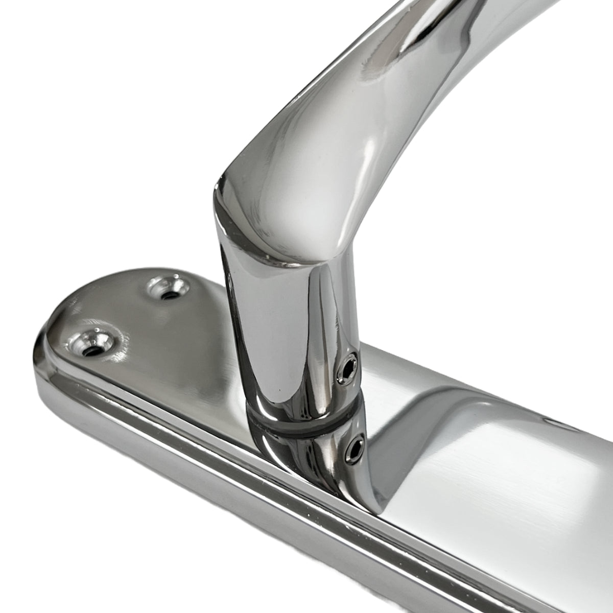 Marketplace JPG companion for Genova Door Handles Polished Chrome Twist Lever Latch on Modern Marina Backplate