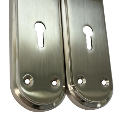 Marketplace JPG companion for Genova Door Handles Satin Twist Lever Lock on Modern Marina Backplate
