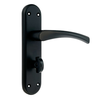 Marketplace JPG companion for Genova Door Handles Matt Black Twist Lever Bathroom Lock on Modern Marina Backplate