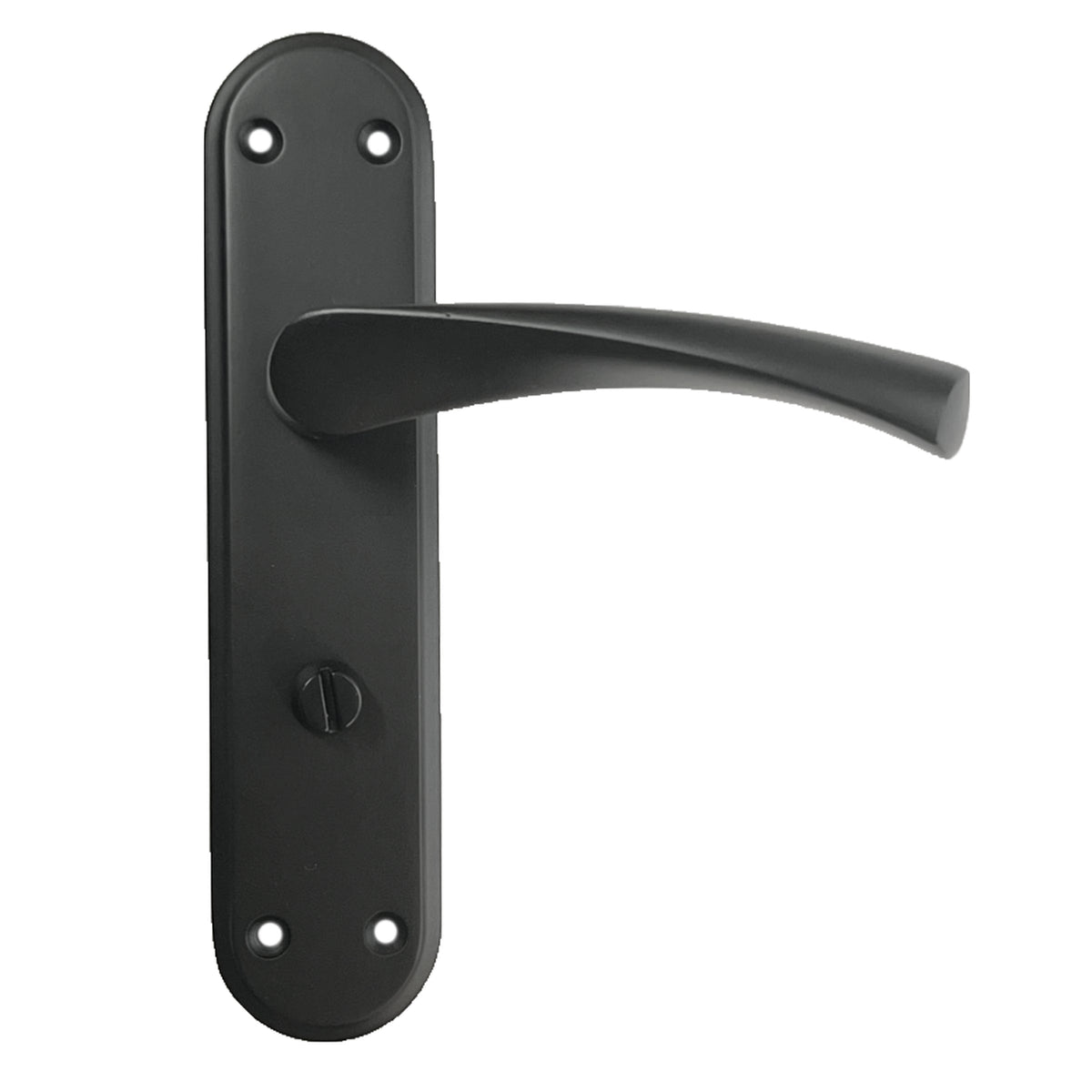 Marketplace JPG companion for Genova Door Handles Matt Black Twist Lever Bathroom Lock on Modern Marina Backplate