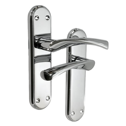 Marketplace JPG companion for Genova Door Handles Polished Chrome Twist Lever Latch on Modern Marina Backplate