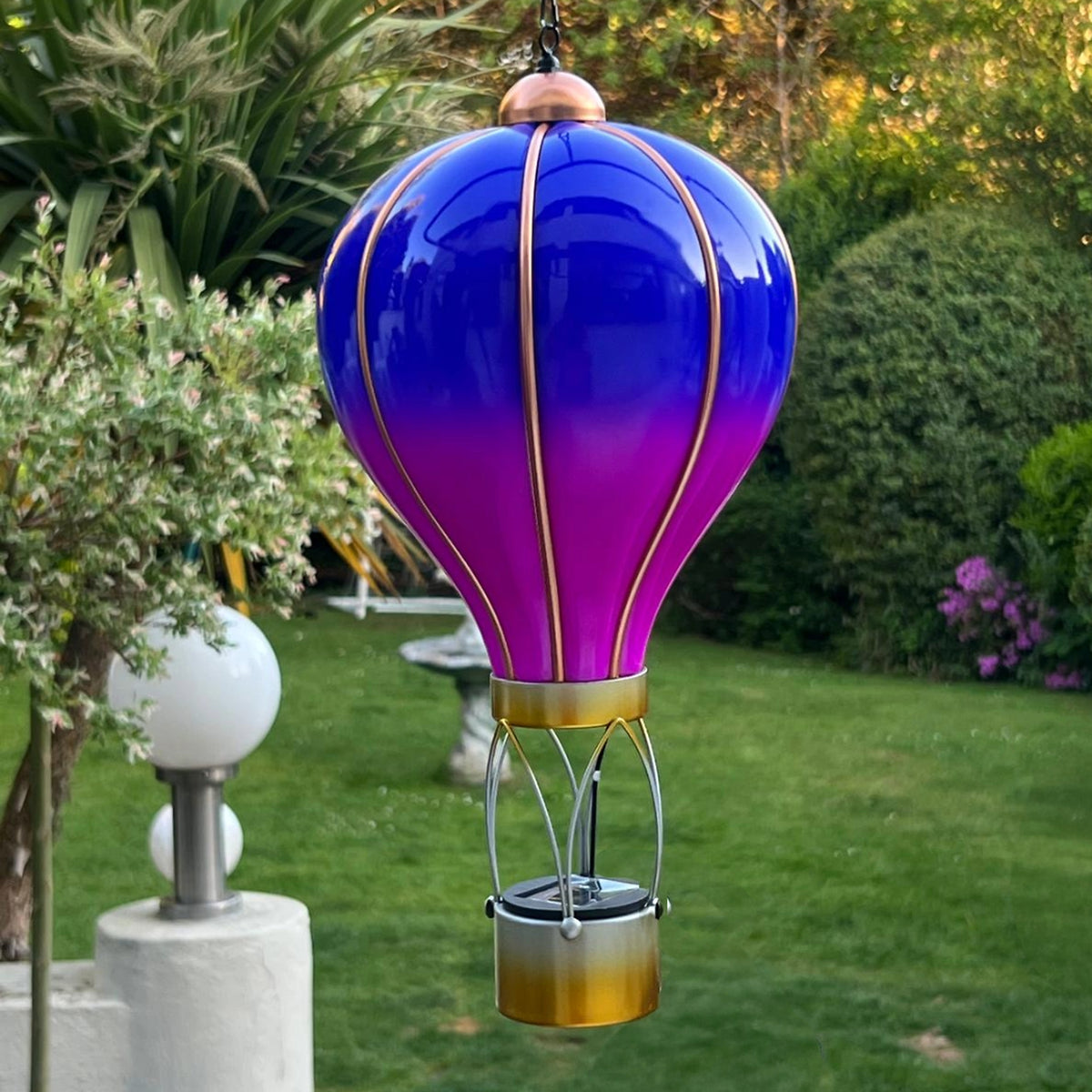 Tesco JPG version for Violet Solar Hot Air Balloon - Outdoor Hanging LED Light for Garden, Patio & Porch Décor - 45cm x 14cm x 14cm