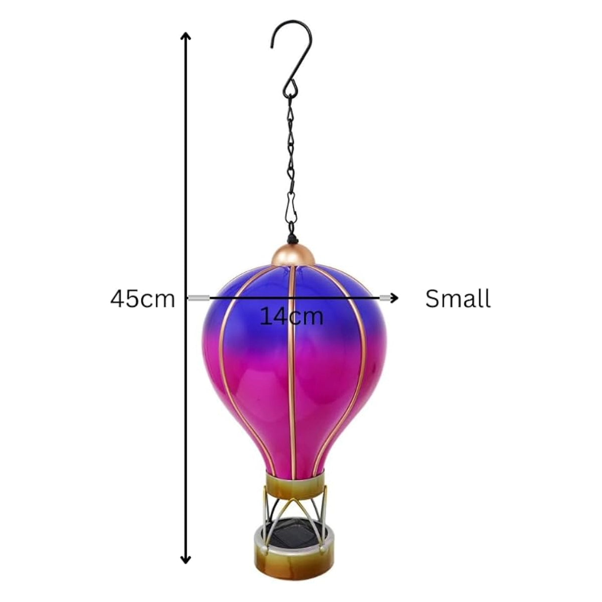 Marketplace JPG companion for Violet Solar Hot Air Balloon - Outdoor Hanging LED Light for Garden, Patio & Porch Décor - 45cm x 14cm x 14cm