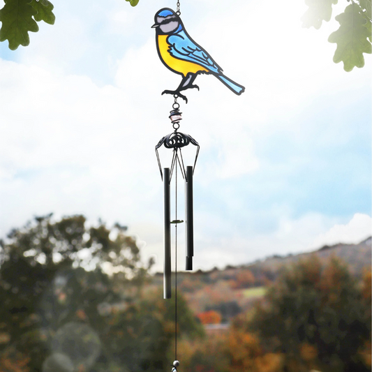 Stained Glass Effect Blue Tit Wind Chime