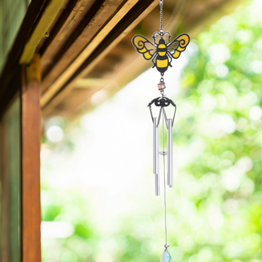 Stained Glass Effect Honey Bee Wind Chime