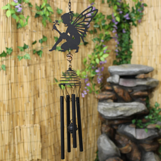 Silhouette Fairy Wind Chime - Black