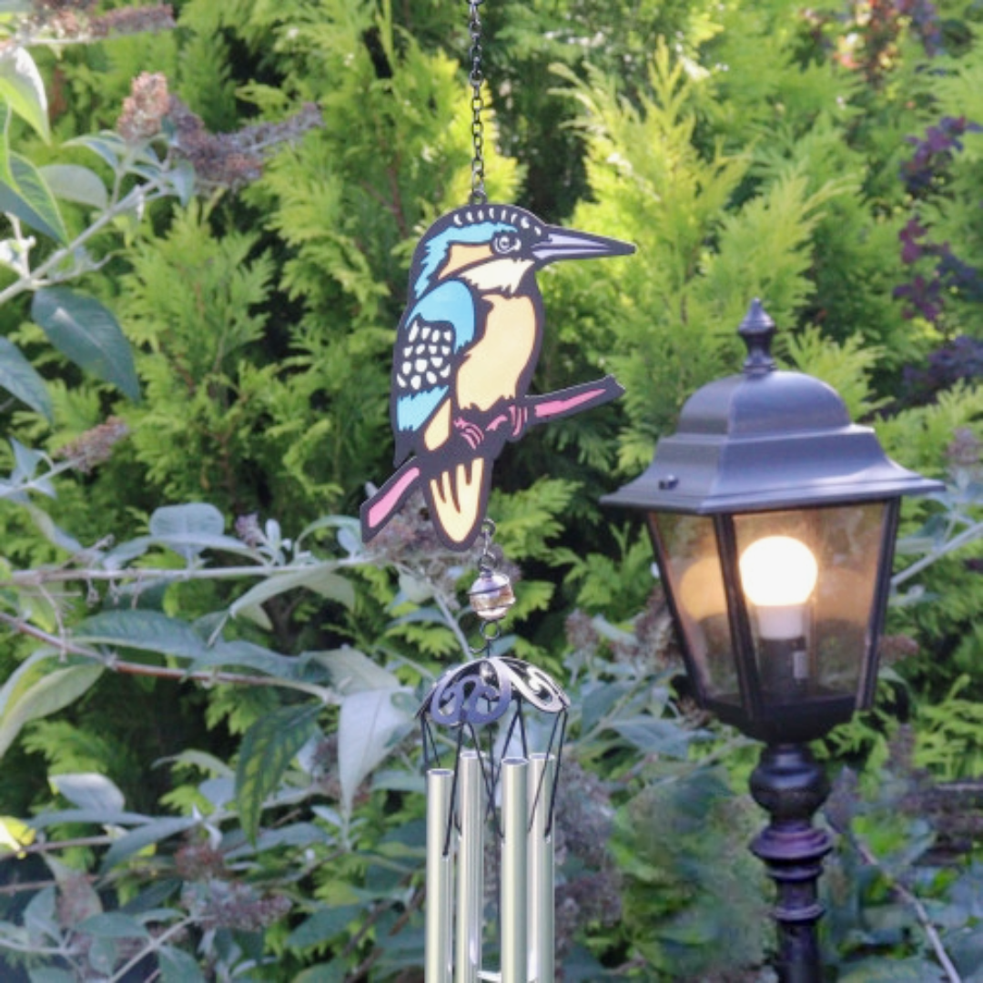 Stained Glass Effect Kingfisher Wind Chime \u2013 Betley Butterfly