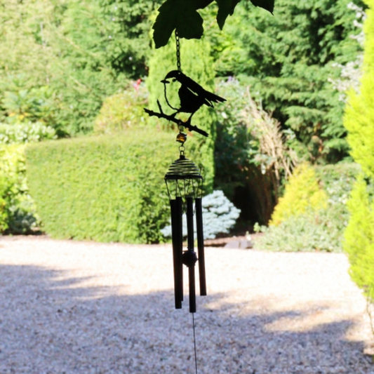 Silhouette Robin Wind Chime - Black