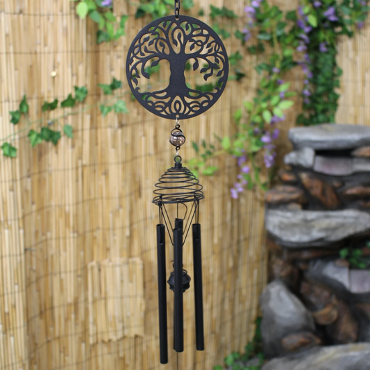 Silhouette Tree of Life Wind Chime - Black