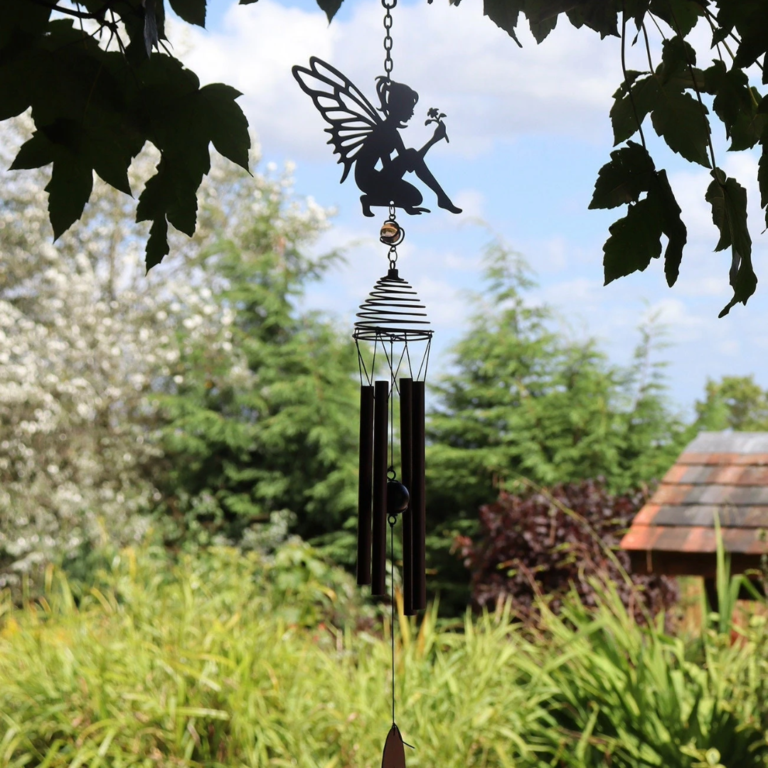 Silhouette Fairy Wind Chime - Black