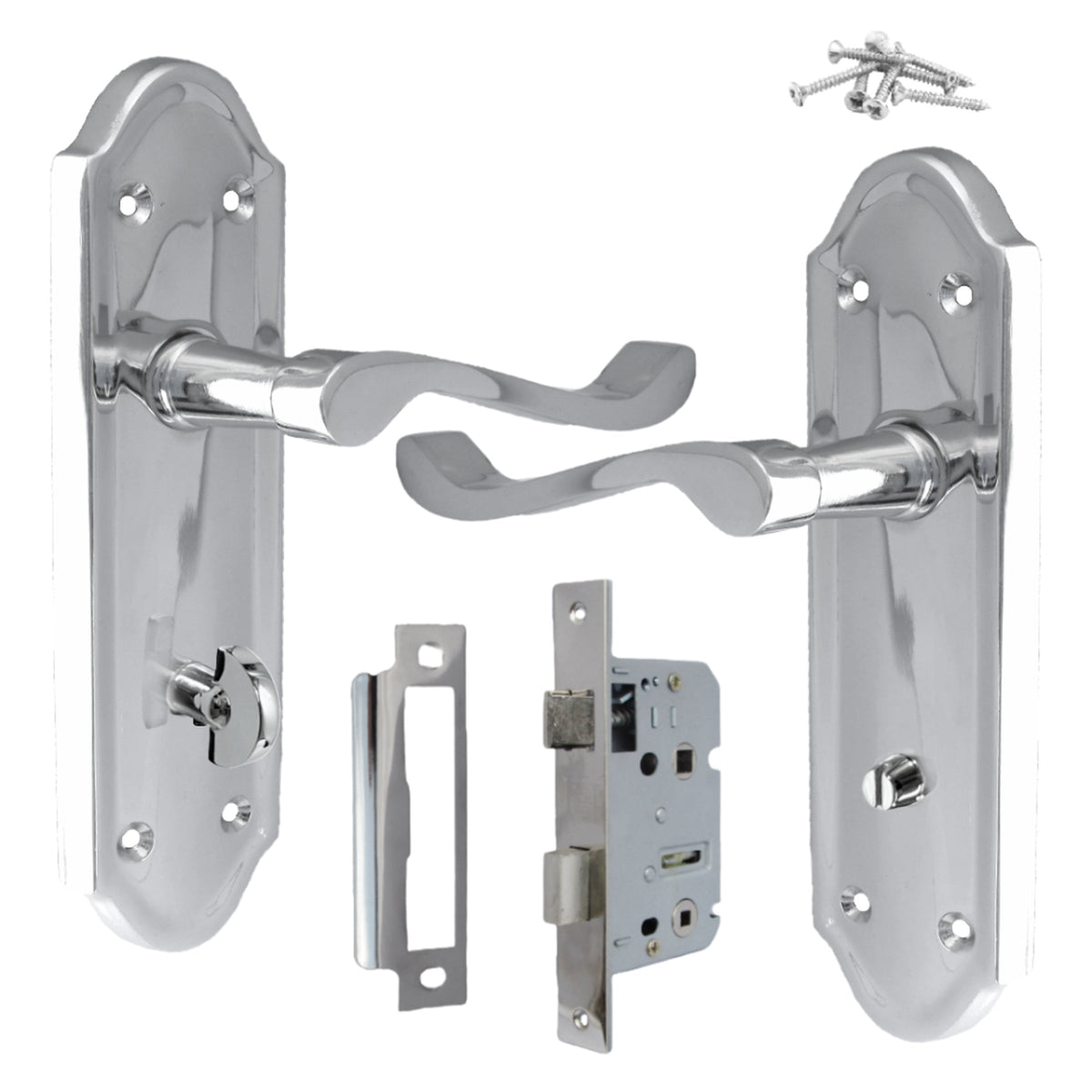 Marketplace JPG companion for Ashford Door Handle Bathroom Lock Scroll Lever - Chrome Bath Pack