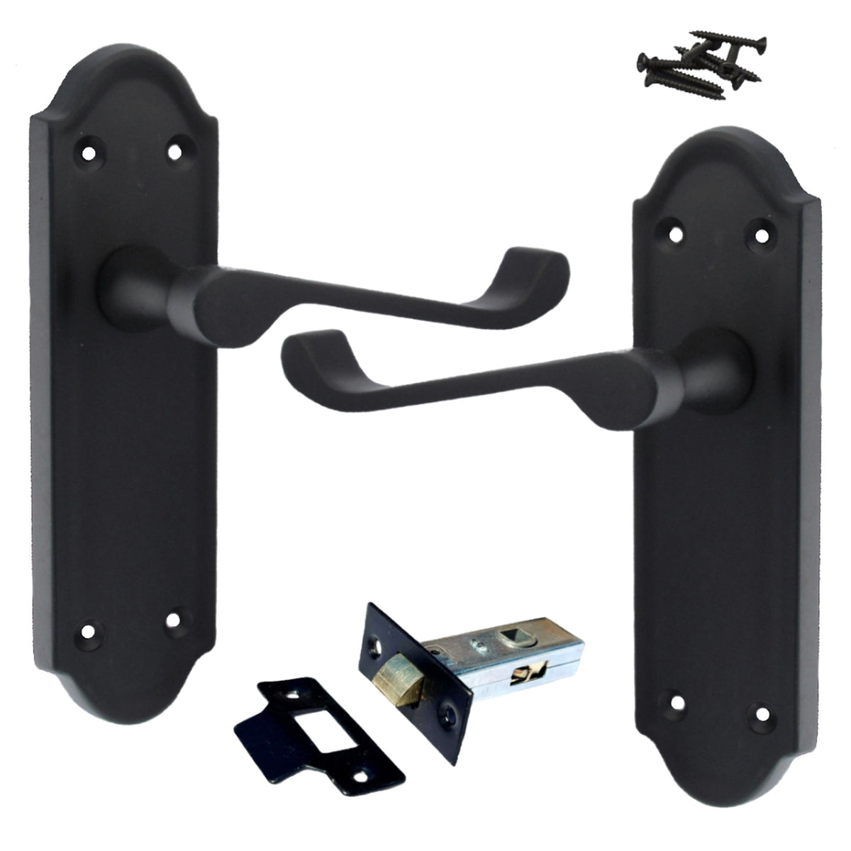 Marketplace JPG companion for Ashford Door Handle Latch Scroll Lever - Matt Black Latch Pack