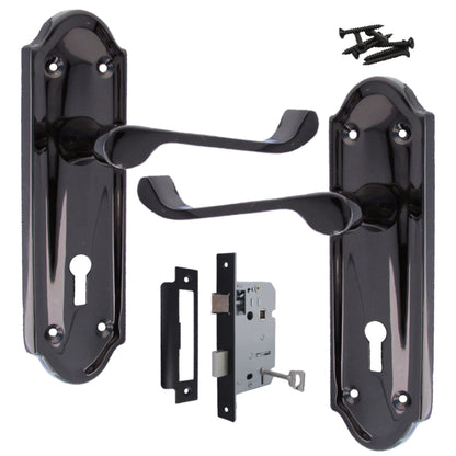 Marketplace JPG companion for Ashford Door Handle Key Lock Scroll Lever - Black Nickel Key Lock Pack