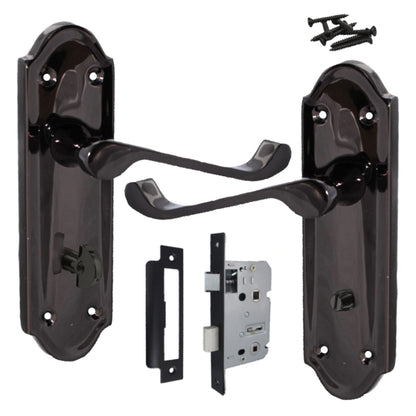 Marketplace JPG companion for Ashford Door Handle Bathroom Lock Scroll Lever - Black Nickel Bath Pack