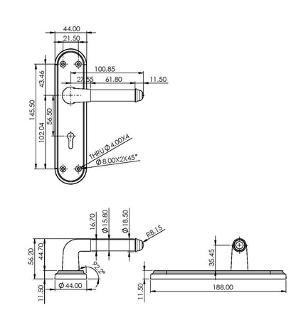 Door Handles: SATIN & BRASS Finish Two Tone Interior Lever LOCK Marina Deluxe