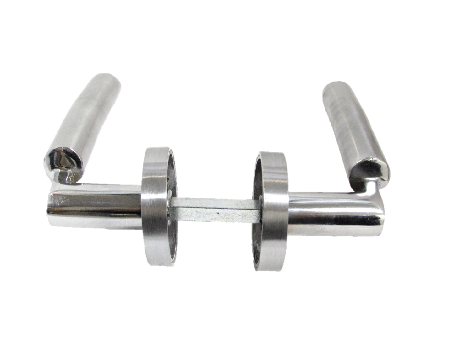 Modern Fresh Chrome Duo Verona Style Curved on Round Rose Lever Door Handles  D1