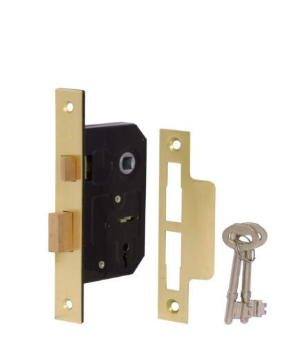 3 LEVER MORTICE INTERNAL SASH DOOR LOCK 2.5 INCH brass & Chrome plate