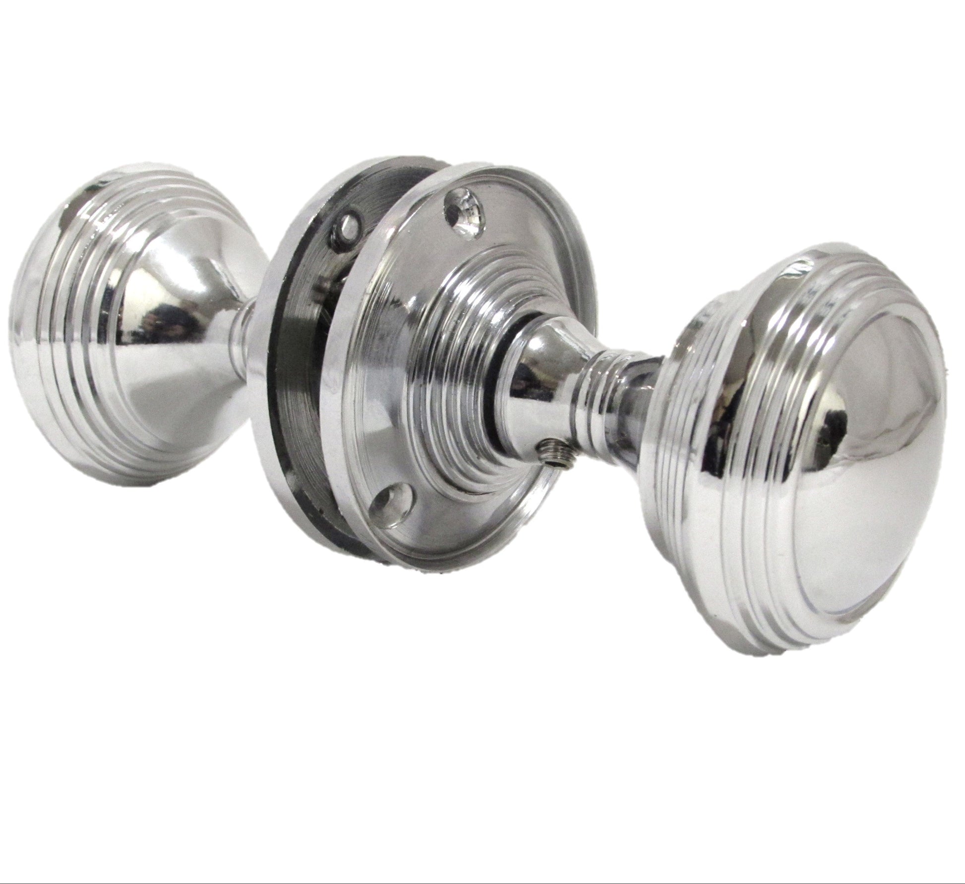 Door Knob Polished Chrome Queen Anne Reeded  Door Handles LARGE ROSE PLATE