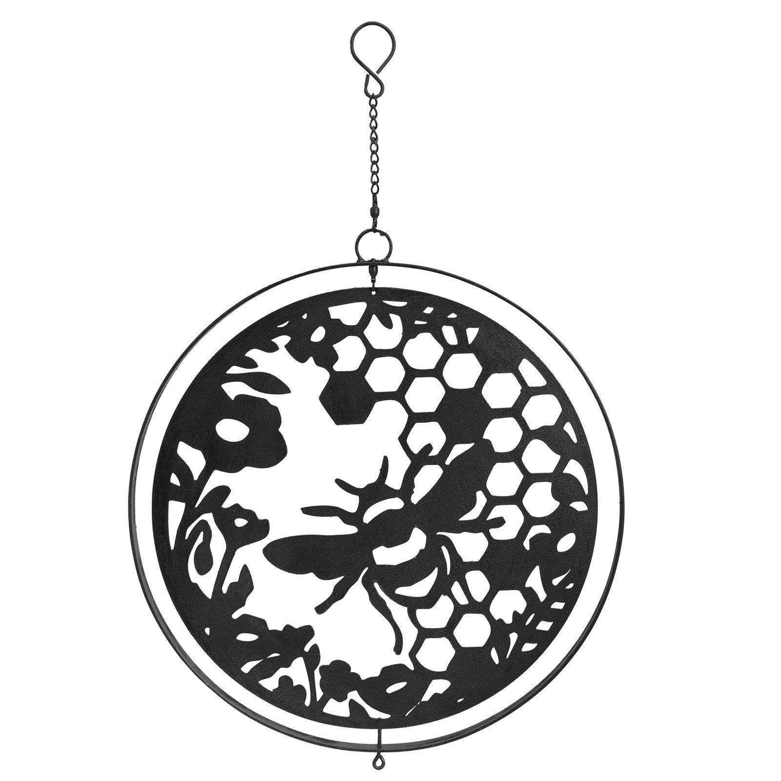 Metal Honey Bee Hanging Orbit Spinner - Black - Bronze