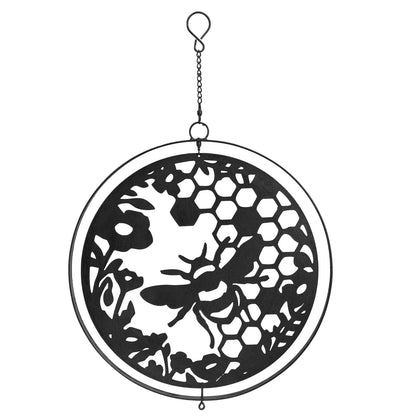 Metal Honey Bee Hanging Orbit Spinner - Black - Bronze