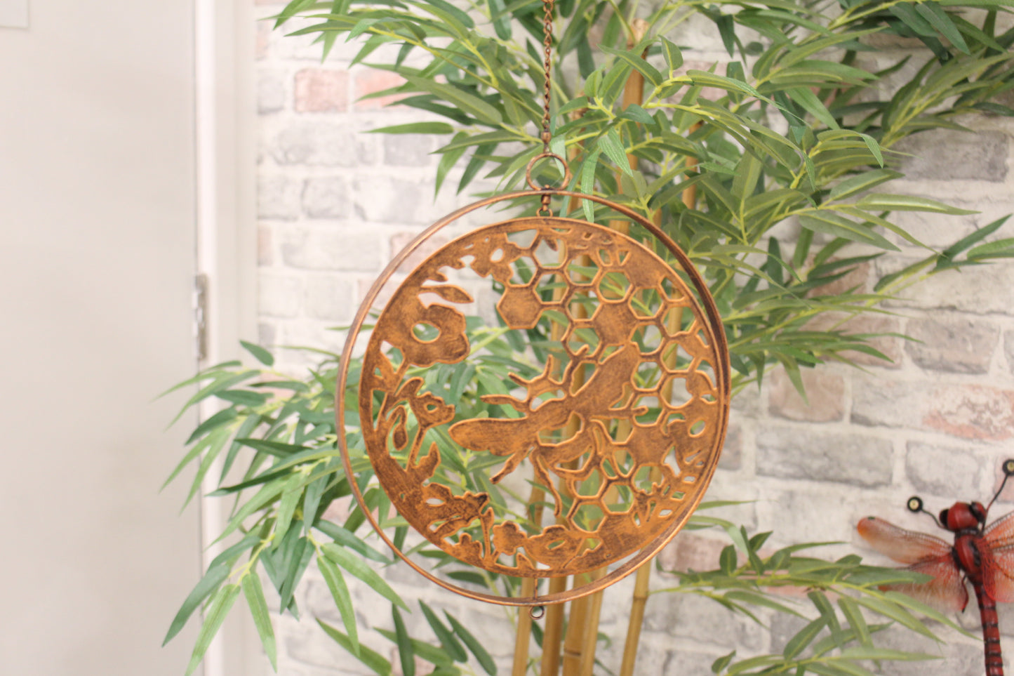Metal Honey Bee Hanging Orbit Spinner - Black - Bronze