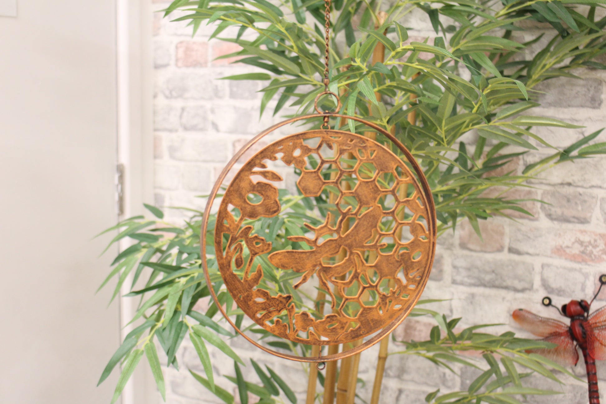 Metal Honey Bee Hanging Orbit Spinner - Black - Bronze