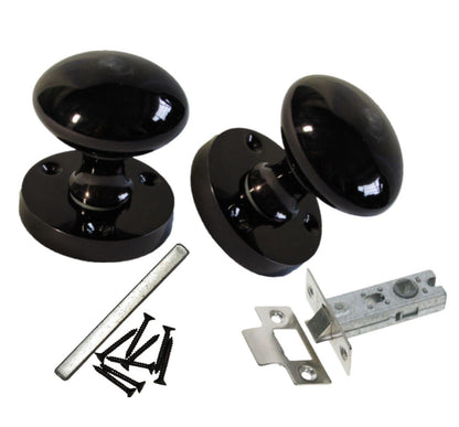 Mortice Victorian Door Knob Black Nickel inc Mortice Latch -  1 - 10 Door Packs