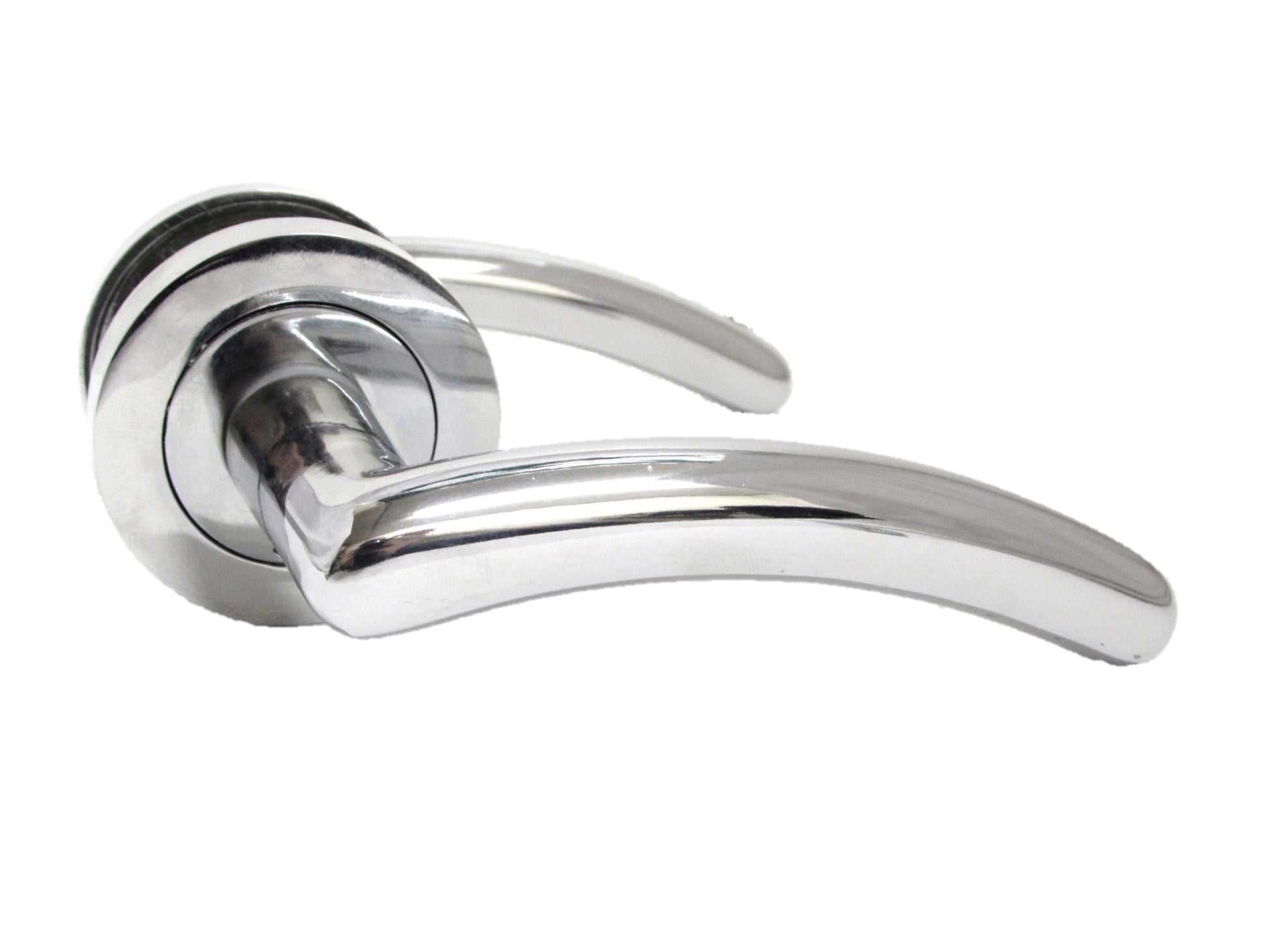 Modern Chrome Carlressia On Round Rose Arched Lever Door Handle Set D1