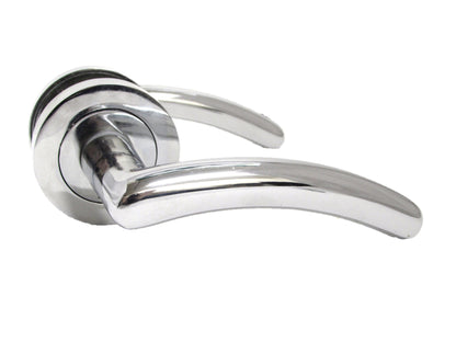 Modern Chrome Carlressia On Round Rose Arched Lever Door Handle Set D1